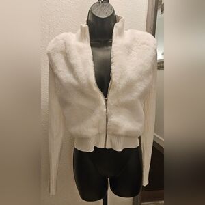 Faux Fur Cardigan Sweater/Zip Jacket